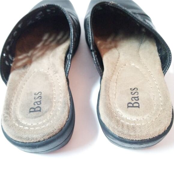 Bass black leather slides cutout mules comfort clogs 5.5 - Picture 6 of 8